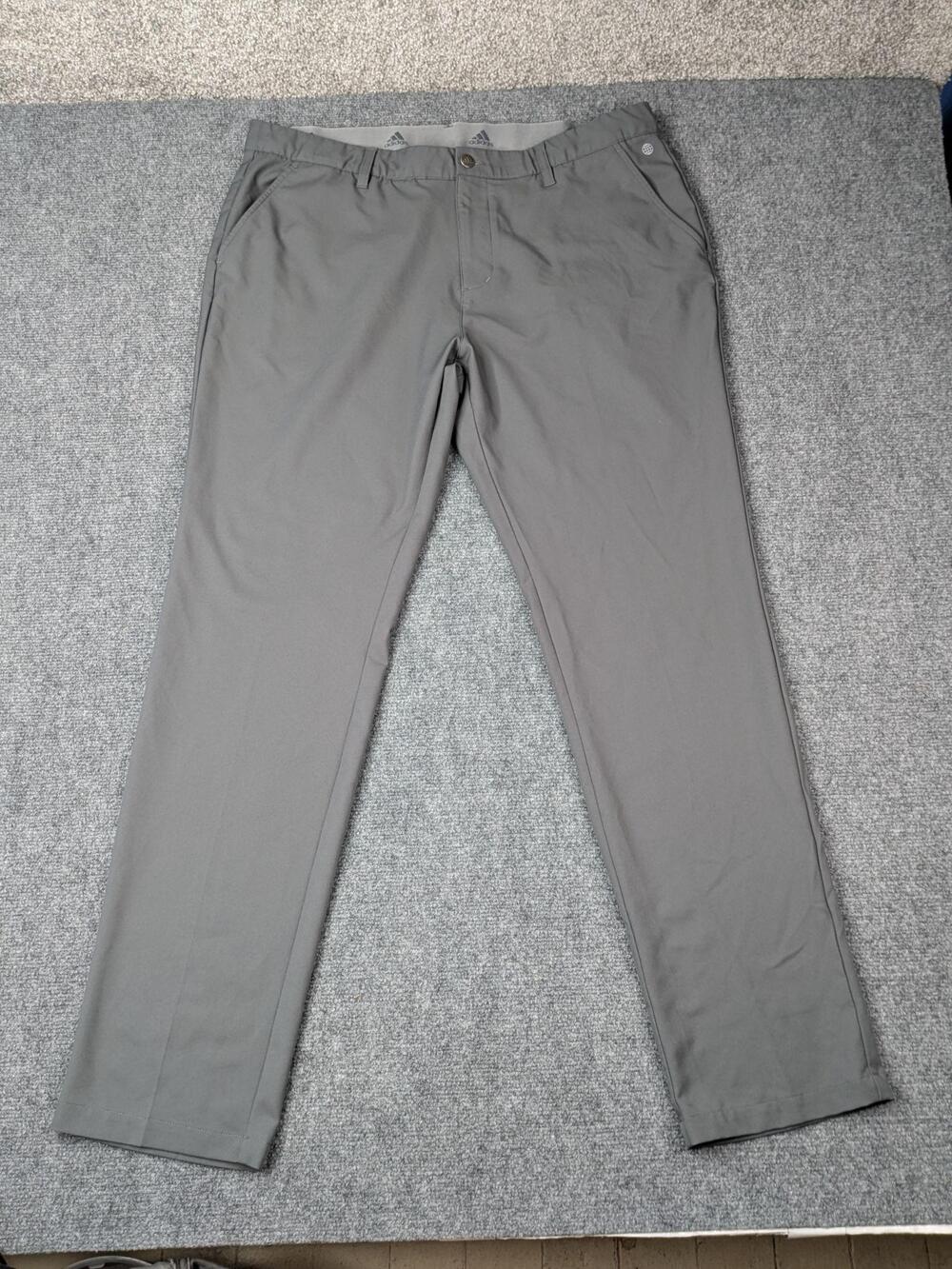 Adidas Pants Mens 38x34 Gray Golf Chino Lightweight Stretch Casual HC6645